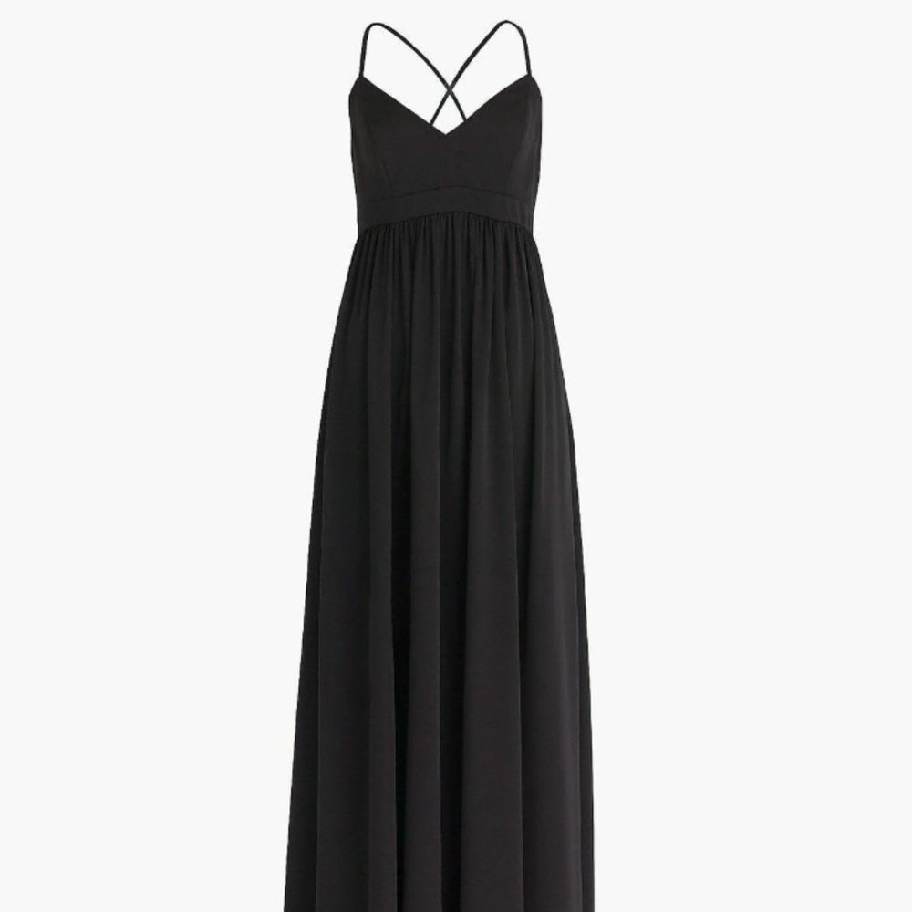 Long Drapey Spaghetti-Strap Dress